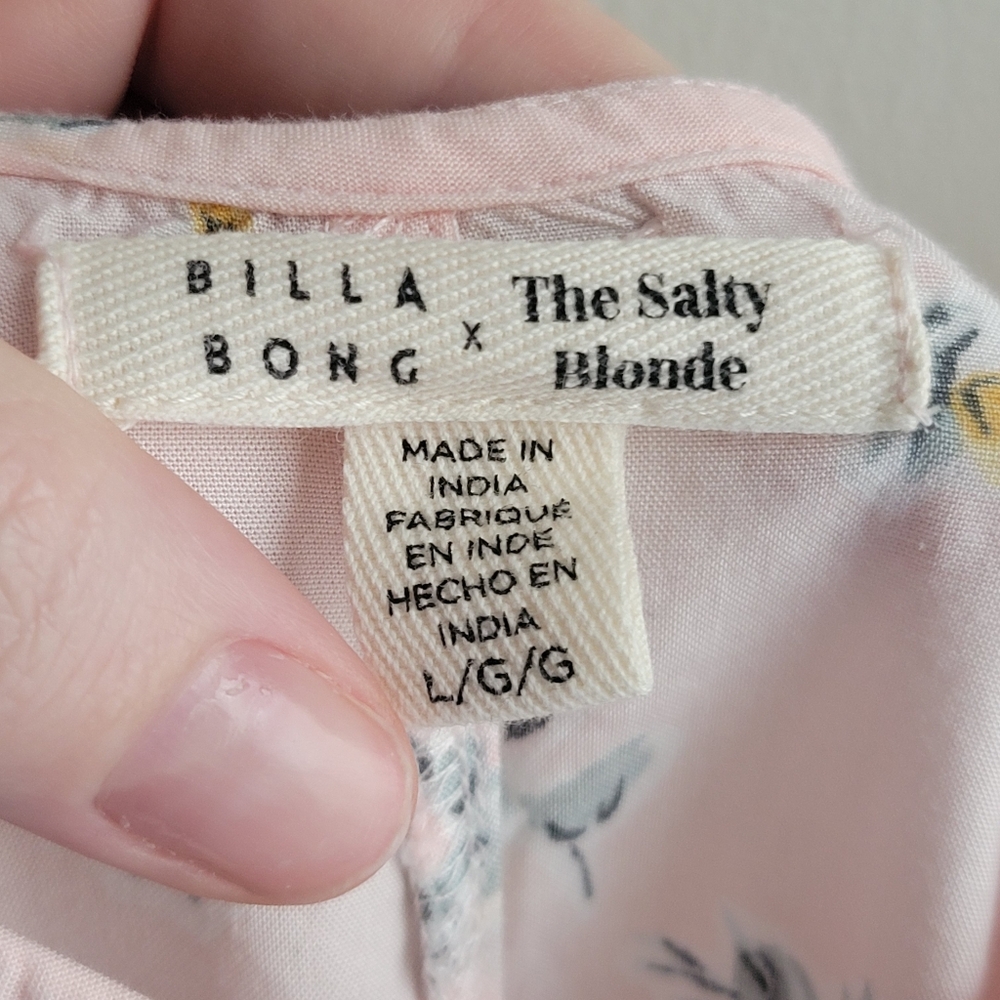Billabong x The Salty Blonde Boho Beachy Women's Flowy Floral Slip Maxi Dress, L - Picture 4 of 8
